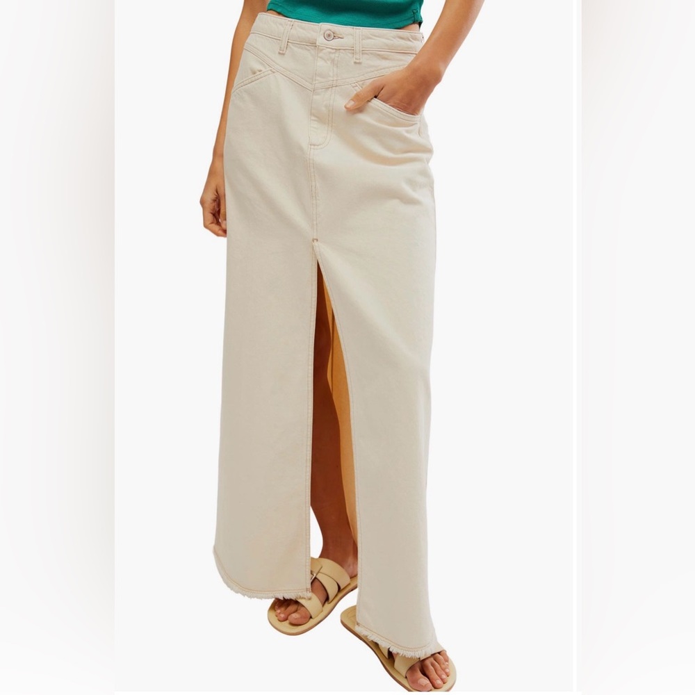 +We The Free Come As You Are denim maxi skirt.